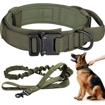 NEW Dog Collar Durable Tactical Leash Set Adjustable Pet Collar Leash Medium Large Dog German Shepherd Training Accessories